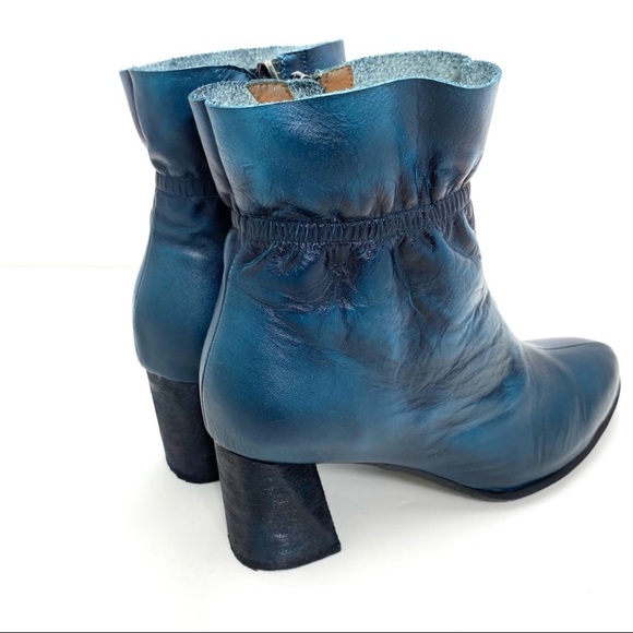 L’Artiste Modeste Leather Ankle Block Heel Boot in Blue Size 9.5/ 41 - Picture 7 of 13